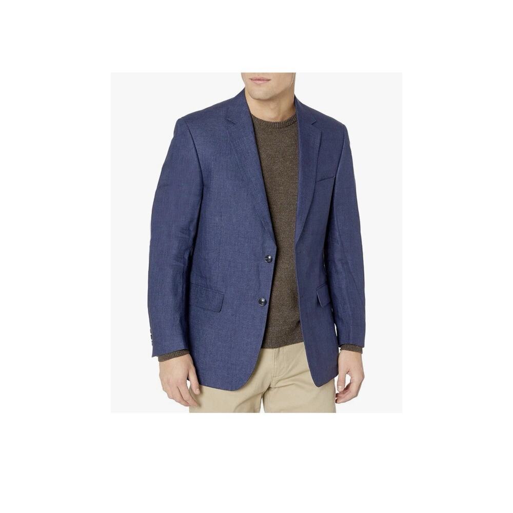 Palm Beach Men's Bradley 100% Delave Indigo Linen Coat-SIZE 48 RG